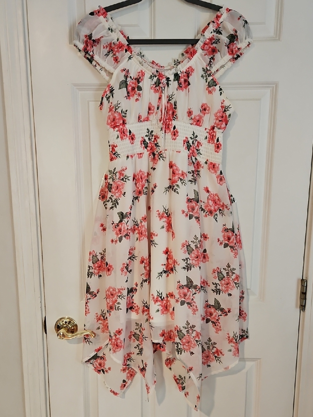 Summer Dress with Pink Floral Print